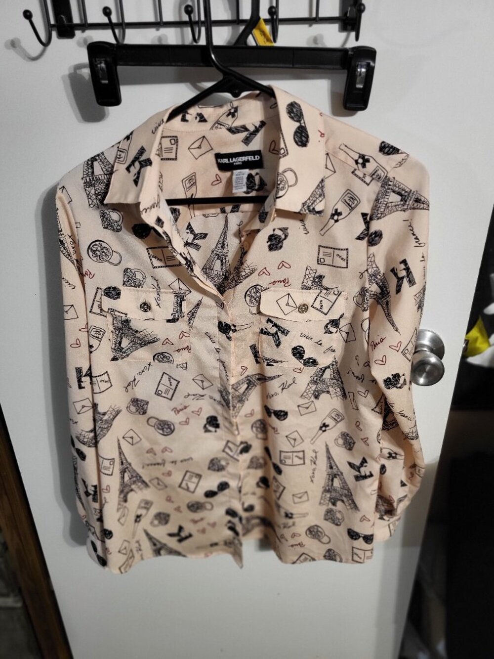 KARL LAGERFELD WOMANS PINK BUTTON DOWN BLOUSE SZ XS